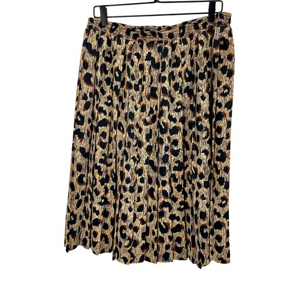 Vintage 90s Leopard Print A-Line Skirt Tan & Black Elastic Waist - Size XL - Picture 4 of 9